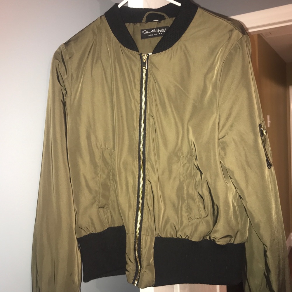 miss selfridge green bomber jacket